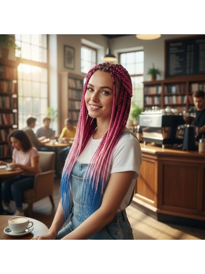 Afrika Örgüsü Rasta Için Sen Ombreli / Koyu Pembe / Pembe / Mi