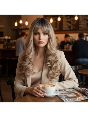 Daalı Perçemli Uzun Fiber Sen Peruk / Siyah / Balköpüğü Ombreli