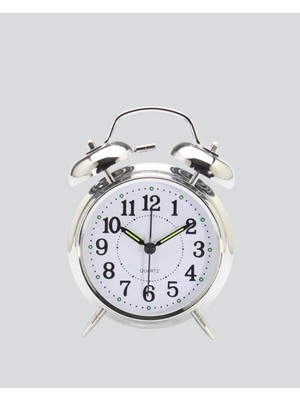 Dekoratif Gümüş Işıklı Alarmlı Masa Saati Sessiz Mekanizma