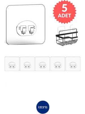 Lataris 5 Adet Süper Güçlü Kendinden Yapışkanlı Banyo Askısı Duş Rafı Kancası