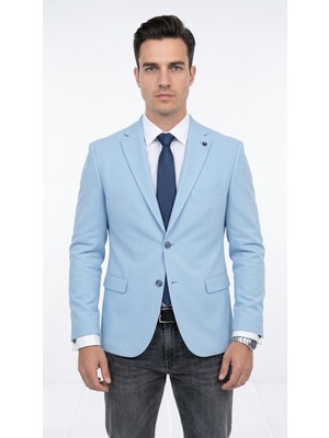 Plus Scorpion Slim Fit Mikro Desenli Erkek Ceket Yazlık Pike Kumaş Çift Yırtmaç Blazer