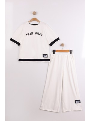 Joy Kids Kız Çocuk Esnek Baskılı Takım (9-12YAŞ) (Beyaz)