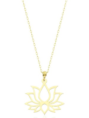 İryum 14 Ayar Altın Lotus Çiçeği Kolye