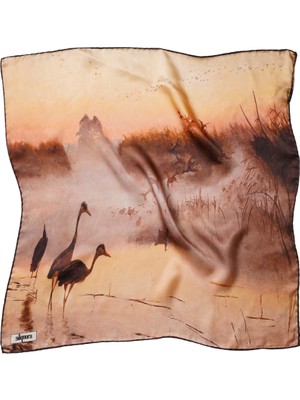 Silqoora %100 Ipek Bandana Fular Art Collection (55X55 Cm)-Józef Chełmoński (Turnalar)