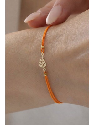 Bayar Gold 14 Ayar Altın Buğday Başağı Turuncu İpli Bileklik