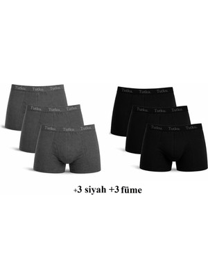 Tutku Paket  6'lı 0114 Likralı Erkek Boxer (+3 Siyah +3 Füme ) Abani Classic