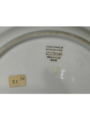 Limoges El Boyama Porselen Dekor Duvar Tabağı 25,5 cm Çapında