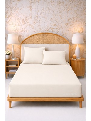 More Home Tek Kişilik Lastikli Çarşaf  Seti + Yastık Kılıf Krem