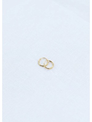 Silver Hunters Gümüş Halka Küpe 10 mm 925 Ayar Gümüş Gold (Altın) Renk Halka Küpe 1 Çift(2 Adet)