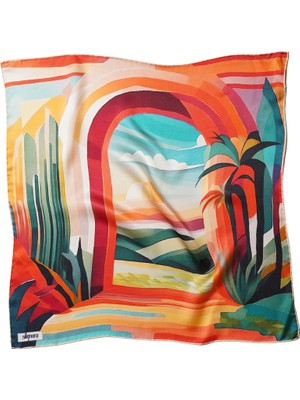 Silqoora %100 Ipek Bandana Fular Art Collention (55X55 Cm)-Arcadia