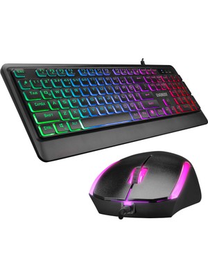 Ronanna Everest KM-R59, Forza, USB Kablolu, Türkçe Q, Rainbow Backlight, Memran Tuşlar, Gaming, Klavye Mouse Set