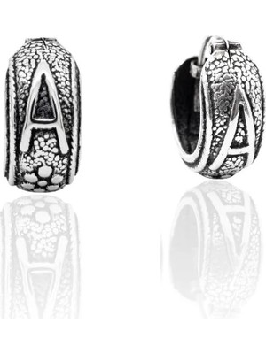 Oya Silver Minimal Etnik A Harfi Motifli Gümüş Halka Küpe 1.3x1.3cm [OYSY305]