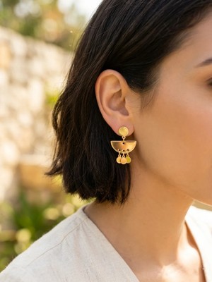 Museum Of You Bohem Tarz Altın Renk Yuvarlak Sallantılı Küpe - Kadın Takı Aksesuar