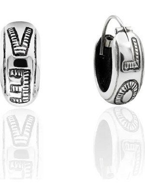 Oya Silver Minimal Etnik Love Motifli Gümüş Halka Küpe 1.5x1.5cm [OYSY301]