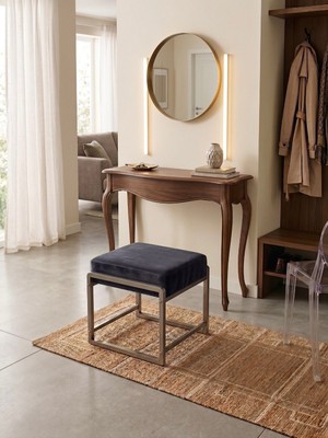 Todek Home Pure Gri Ayaklı Babyface Puf 50X40X45 cm - Modern Bench