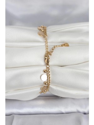 Moresun Buğz 316L Çelik Gold Renk Pullu Model Kadın Bileklik - Buğz