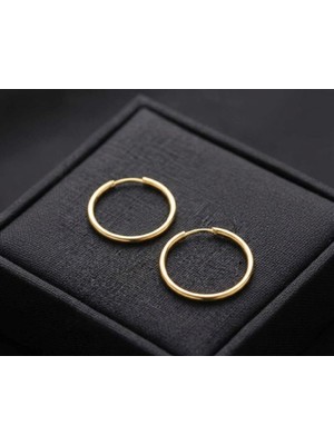 Silver Hunters Gümüş Halka Küpe 12 mm 925 Ayar Gümüş Halka Gold(Altın) Renk Küpe 1 Çift(2 Adet)