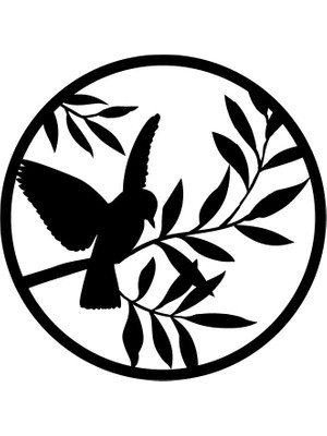 Ronanna Ahşap Işleme Duvar Süsü- Kuş  - 50 cm Çap