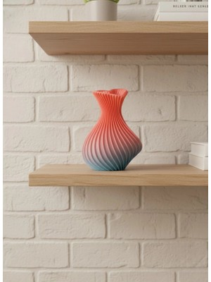 Ronanna 3D Dalga Desenli Kalp Formlu Dekoratif Vazo Pembe 15 cm