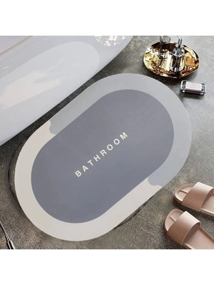 İlkyaz Fashion Sihirli Süper Su Emici Kaymaz Tabanlı Oval Paspas 40*60 cm
