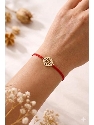 Papatya Silver 925 Ayar Gümüş Kırmızı Ipli Kök Çakra Makrome Beraberlik Bileklik.rose.gold.rodaj