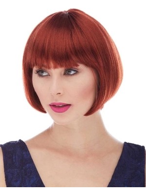 Ronanna Kızıl Renk Düz Kesim Astarlı Küt Parti Peruğu