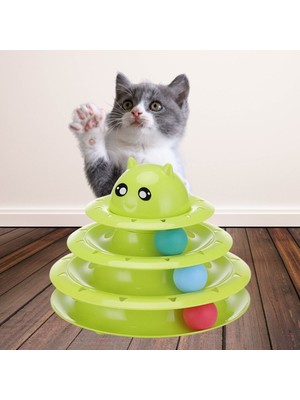 Go İthalat Tower Of Tracks Eğlenceli Üç Katlı Kedi Oyuncağı Seti Kedi Oyunu (784)
