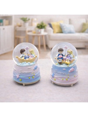 Ronanna Orta Boy Müzikli Işıklı Romantik Sevgililer Temalı Kar Küresi