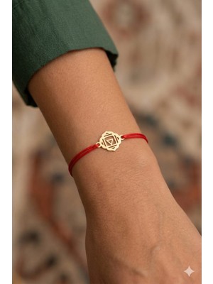 Papatya Silver 925 Ayar Gümüş Kırmızı Ipli Kök Çakra Makrome Beraberlik Bileklik.rose.gold.rodaj