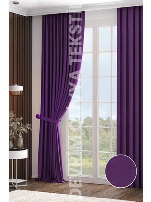 Taç Mürdüm Blackout Işık Geçirmez Kornişli Karartma Saten Perde Lüks Fon Perde Antrasit Düz Dikim