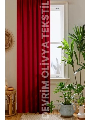 Taç Kırmızı Blackout Işık Geçirmez Kornişli Karartma Saten Perde Lüks Fon Perde Antrasit Düz Dikim