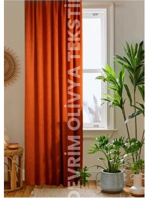 Taç Kiremit Blackout Işık Geçirmez Kornişli Karartma Saten Perde Lüks Fon Perde Antrasit Düz Dikim