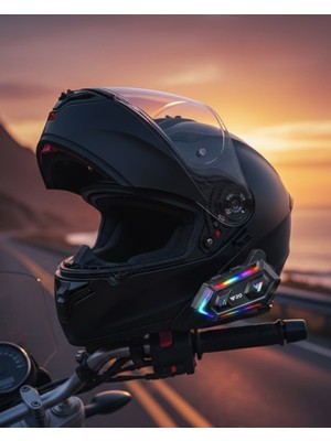 16 Mod Rgb Işıklı Motosiklet Intercom Çift Telefon Destekli