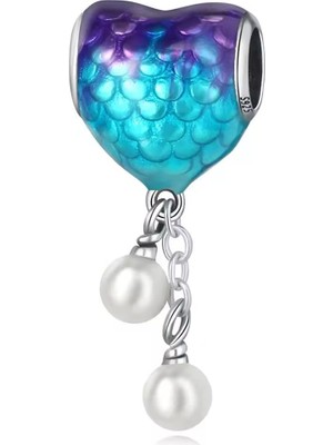Fubena Inci Sallantılı Balık Pulu Deseni Kalp Charm