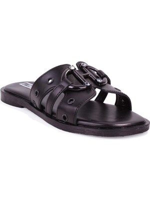 Dagoster DZA07-1270025 Siyah Günlük Ortopedik Düz Taban Spor Kadın Terlik