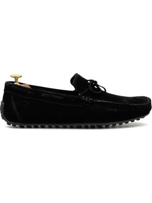 By Barretti Siyah Süet Bağcıklı Rok Loafer