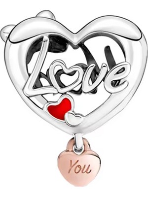 Fubena Mom ve Love Yazılı Kalp Charm