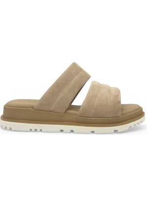 Vieris Bej Süet Hakiki Deri Kalın Tabanlı Günlük Kadın Terlik (18M11)