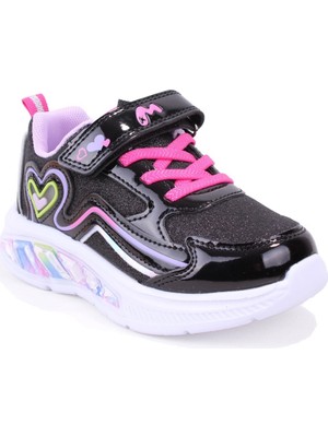 Marco Kids 03-26Y313 Siyah Ortopedik Günlük Işıklı Kız Çocuk Spor Ayakkabı