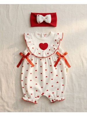 Eylo Bebe Kalp Detaylı Bandanalı Bebek Tulum 🎀❤️