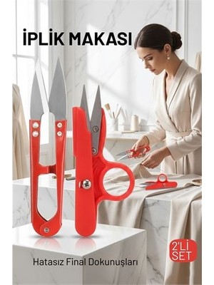 Ronanna Premium 2’li Profesyonel Iplik Tiftik Makası Seti - Çelik Hassas Nakış Snips