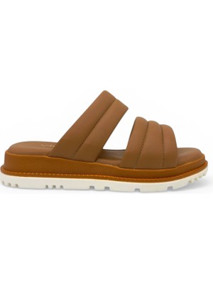 Vieris Taba Hakiki Deri Kalın Tabanlı Günlük Kadın Terlik (18M11)