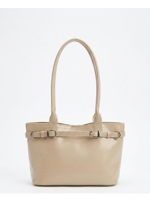 Han Çanta Bej Rengi Kemer Detaylı Omuz Çantası