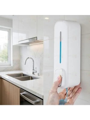 MAİN SHOP Main Shop 1 Adet Beyaz Renk 350 ml Kapasiteli Manuel Sıvı Sabunluk Basmalı Model Duvara Monte Şık Tasarım M-24