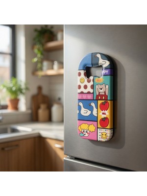 LUXMON Vintage Vibes Temalı Buzdolabı Magnetli Kapak Şişe Açacağı