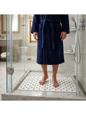 MAİN SHOP 2 Adet Banyo ve Duşa Kabin Dikdörtgen, Küvet Içi Kaydırmaz Vantuzlu Banyo Paspası Beyaz M-141