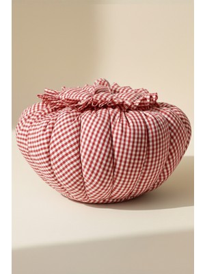 Hophera Kırmızı Pötikare Yoğurt Mayalama Minderi – Isı Koruyucu, Boncuk Elyaf Dolgulu