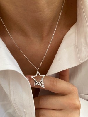 Best Kuyumculuk Yıldız Baget Taşlı Kolye BEST00078