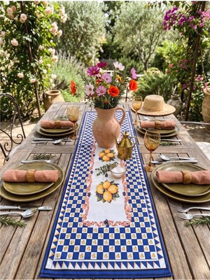 Nunuteks Limon Desenli Dekoratif Runner - 40X140 cm