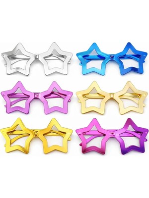 Pileli Store Yıldız Parti Gözlüğü 12'li Set – 6 Renk ( Camsız )